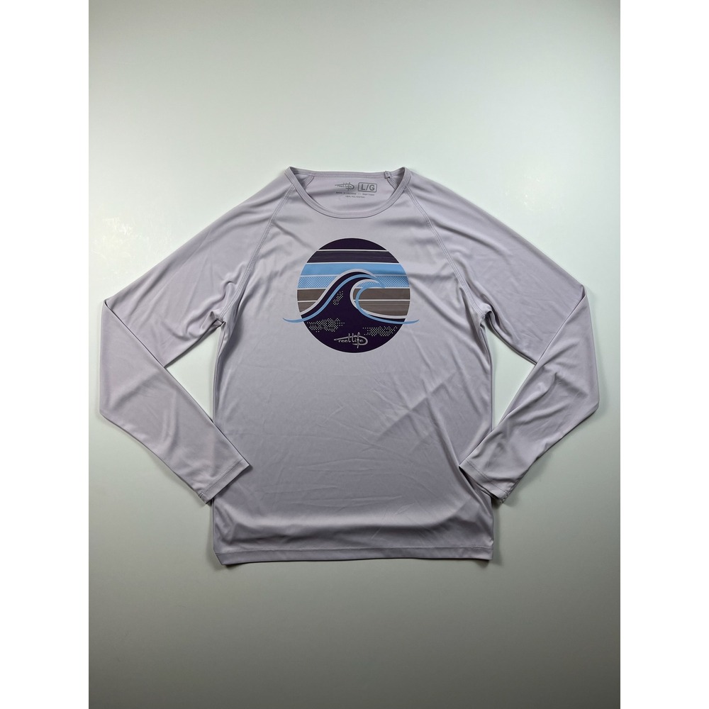 Reel Life Women Long Sleeve Beach Fishing Sun Shirt Purple Wave Size Large - Picture 2 of 13